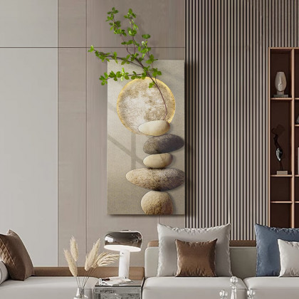 HMR - 31.5" LED Wall Art Japandi Abstract Geometric Acrylic Stone Shape Decor USB Lighting