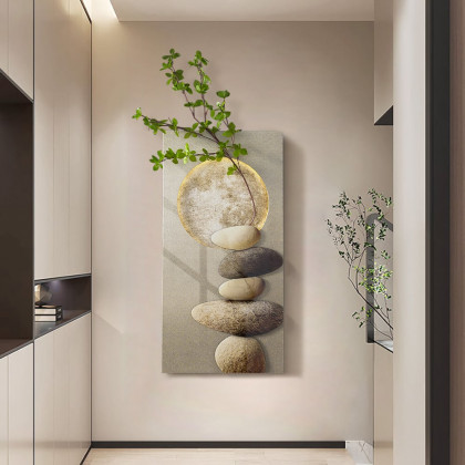 HMR - 31.5" LED Wall Art Japandi Abstract Geometric Acrylic Stone Shape Decor USB Lighting
