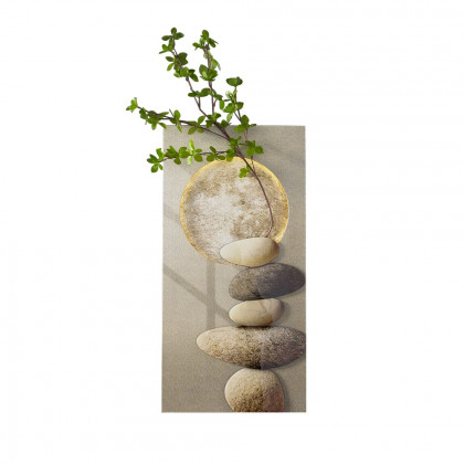 HMR - 31.5" LED Wall Art Japandi Abstract Geometric Acrylic Stone Shape Decor USB Lighting