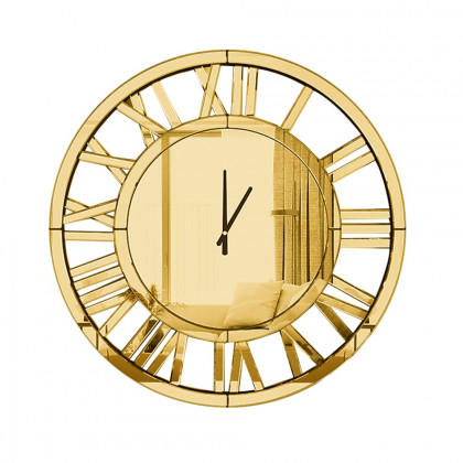 HMR - 23" Large Round Roman Numeral Silent Wall Clock Modern Acrylic Mirror Decor Art in Gold