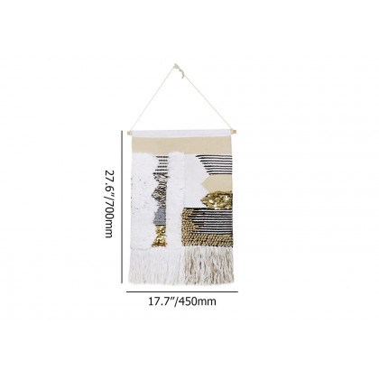 HMR - Modern Woven Black and Gold Blend Tapestry Macrame Wall Hanging