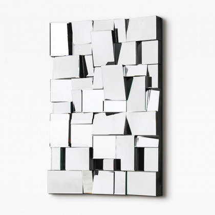 HMR - 39.4" Glam Irregular Silver Decorative Frameless Earthquake Wall Mirror
