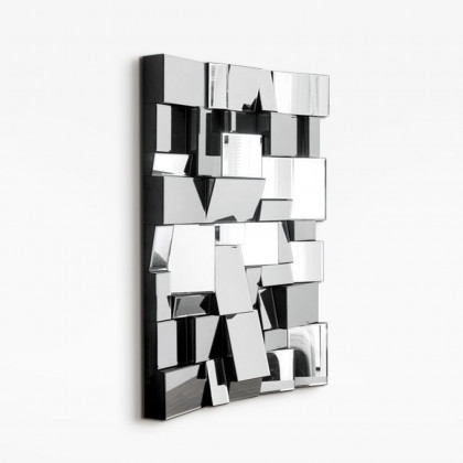 HMR - 39.4" Glam Irregular Silver Decorative Frameless Earthquake Wall Mirror