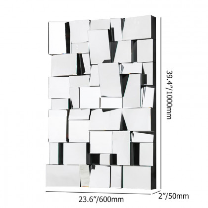 HMR - 39.4" Glam Irregular Silver Decorative Frameless Earthquake Wall Mirror