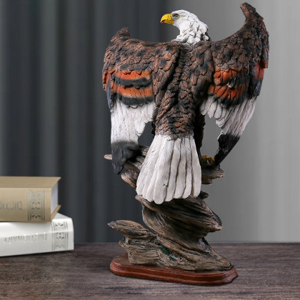 HMR - Bronze Resin Eagle Sculpture Statue with Rising Wings Animal Figurine Decor Ornament