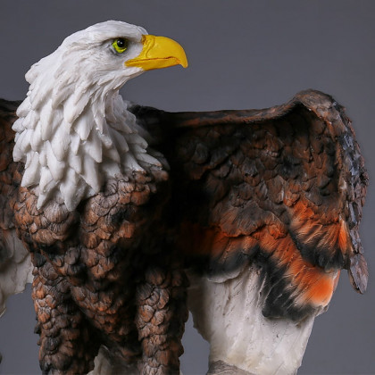HMR - Bronze Resin Eagle Sculpture Statue with Rising Wings Animal Figurine Decor Ornament
