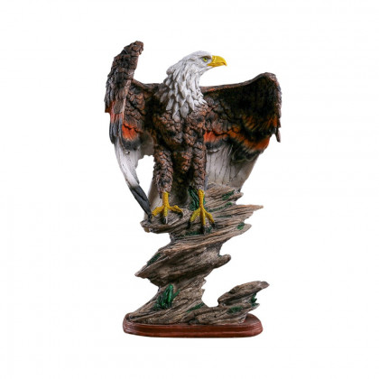 HMR - Bronze Resin Eagle Sculpture Statue with Rising Wings Animal Figurine Decor Ornament