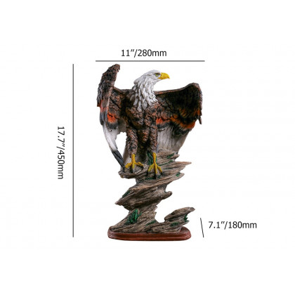 HMR - Bronze Resin Eagle Sculpture Statue with Rising Wings Animal Figurine Decor Ornament