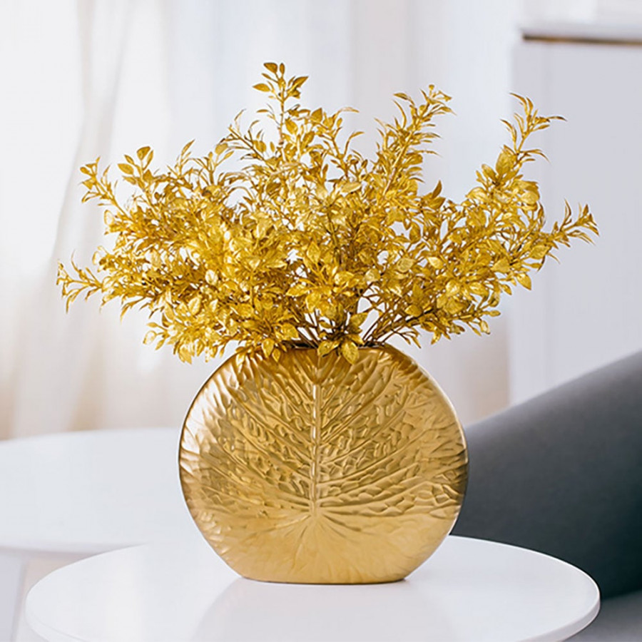 HMR - Bronze Gold Luxury Artificial Plants in Vase Creative Ceramic Vase Artificial Plants Set