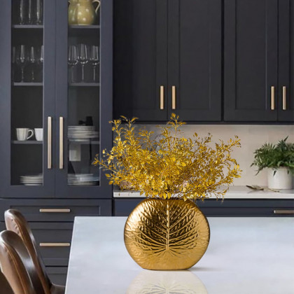 HMR - Bronze Gold Luxury Artificial Plants in Vase Creative Ceramic Vase Artificial Plants Set