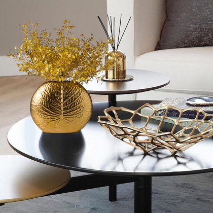 HMR - Bronze Gold Luxury Artificial Plants in Vase Creative Ceramic Vase Artificial Plants Set