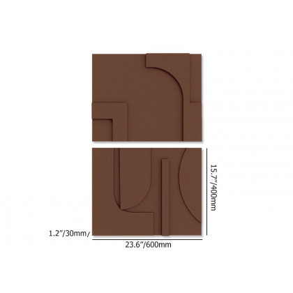 HMR 2 Pieces Japandi Abstract Wood Wall Decor for Living Room 3D Hanging Art - Brown, 23.6"W x 1.2"D x 15.7"H