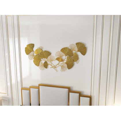 HMR - Modern Metal Ginkgo Leaves Wall Decor For Living Room Home Hanging Art in Gold
