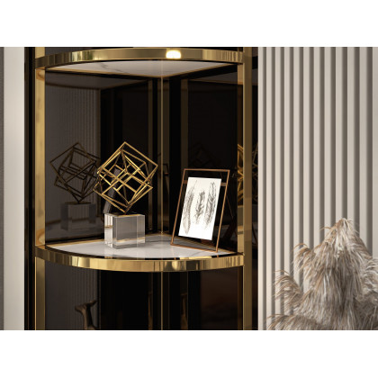 HMR - Modern Gold Metal 3D Geometry Ornament Figurine Sculpture Decor Art with Crystal Stand
