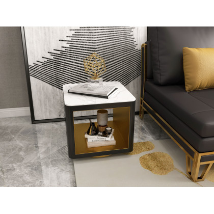 HMR - Modern Gold Metal 3D Geometry Ornament Figurine Sculpture Decor Art with Crystal Stand