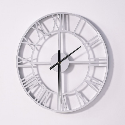 HMR - 23" Large Round Silver Roman Numeral Silent Wall Clock Modern Acrylic Decor Art