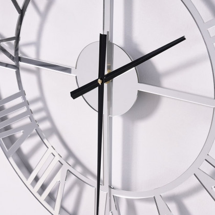 HMR - 23" Large Round Silver Roman Numeral Silent Wall Clock Modern Acrylic Decor Art