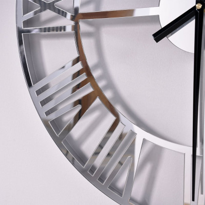 HMR - 23" Large Round Silver Roman Numeral Silent Wall Clock Modern Acrylic Decor Art