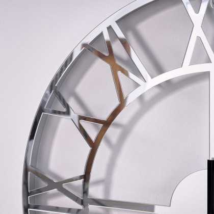 HMR - 23" Large Round Silver Roman Numeral Silent Wall Clock Modern Acrylic Decor Art