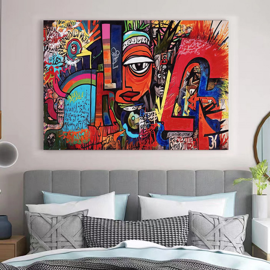 HMR - Abstract Geometric People Colorful Graffiti Wall Art Decor Canvas Prints Living Room