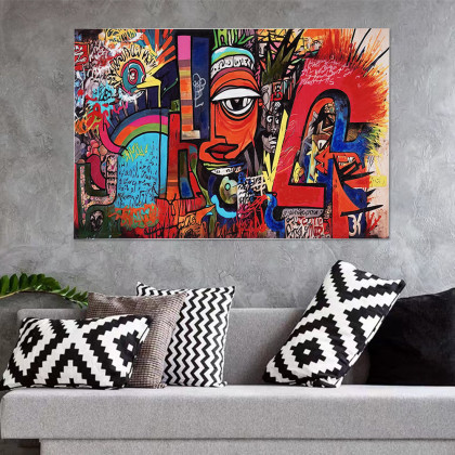 HMR - Abstract Geometric People Colorful Graffiti Wall Art Decor Canvas Prints Living Room