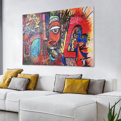 HMR - Abstract Geometric People Colorful Graffiti Wall Art Decor Canvas Prints Living Room