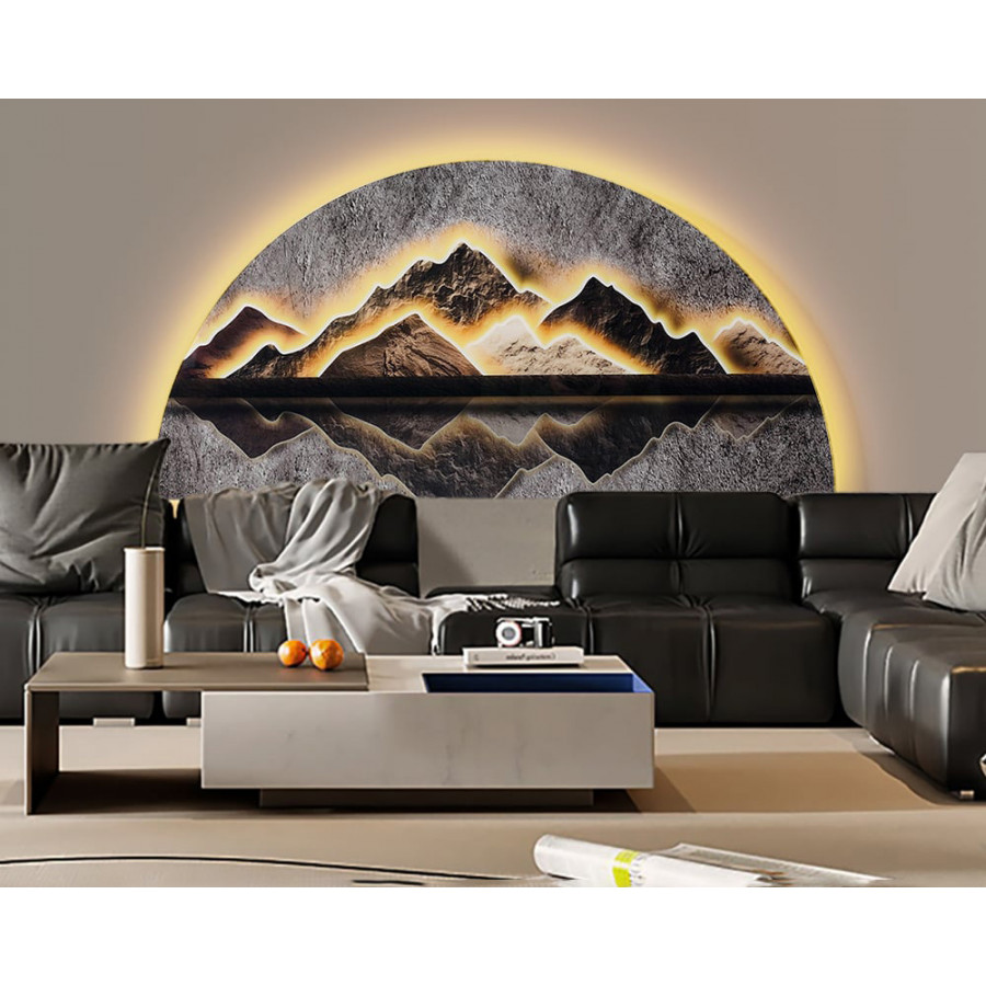 HMR Modern Abstract LED Lighting Wall Decorative Painting Living Room Decorative - Multi-color, 31.5"W x 1.2"D x 15.7"H