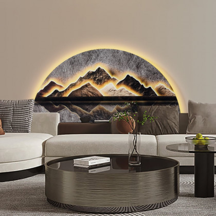 HMR Modern Abstract LED Lighting Wall Decorative Painting Living Room Decorative - Multi-color, 31.5"W x 1.2"D x 15.7"H