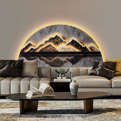 HMR Modern Abstract LED Lighting Wall Decorative Painting Living Room Decorative - Multi-color, 31.5"W x 1.2"D x 15.7"H