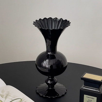 HMR - Modern Rose Artificial Flowers Arrangement in Black Vase Set
