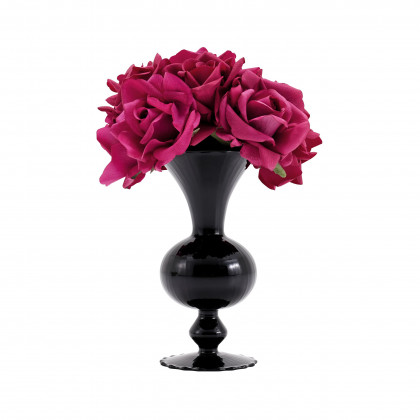 HMR - Modern Rose Artificial Flowers Arrangement in Black Vase Set