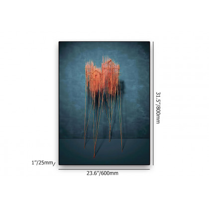 HMR - Farmhouse Wall Decor for Living Room 3D Nature Hanging Painting Art With Frame in Blue