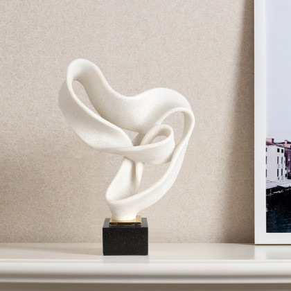 HMR Industrial Resin Abstract Sculpture Home Decorative Figurine Desk Art Decor - White