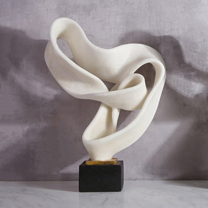 HMR Industrial Resin Abstract Sculpture Home Decorative Figurine Desk Art Decor - White