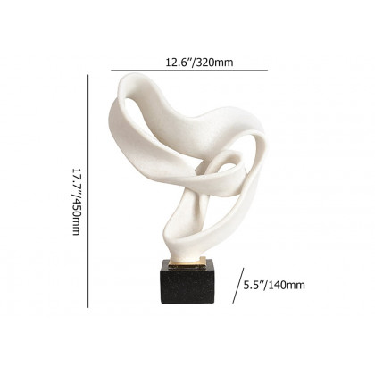 HMR Industrial Resin Abstract Sculpture Home Decorative Figurine Desk Art Decor - White