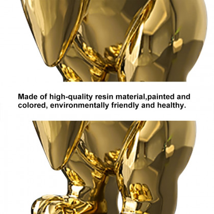 HMR - 16.1" Gold Shiny Resin Rabbit Statue Animal Art Decorative Sculpture Home Decor Vase