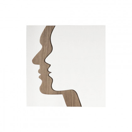 HMR - 23.6" Abstract & Geometric Human Face Wall Decor Art Living Room Bedroom White & Walnut