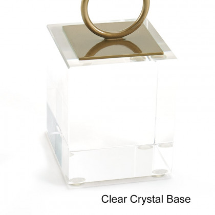 HMR - 16.1" Gold Geometric Metal Ring Sculpture Art Decor Ornament with Clear Crystal Base