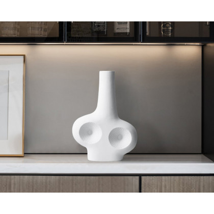 HMR Modern White Resin Flower Vase Sculpture Home Decorative Figurine Object Desk Decor Art - 12.2"
