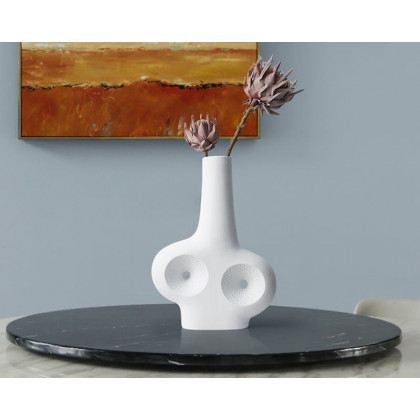 HMR Modern White Resin Flower Vase Sculpture Home Decorative Figurine Object Desk Decor Art - 12.2"