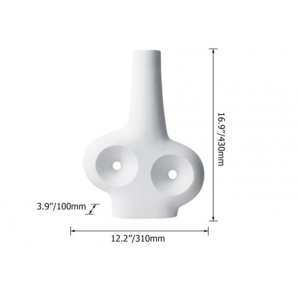 HMR Modern White Resin Flower Vase Sculpture Home Decorative Figurine Object Desk Decor Art - 12.2"