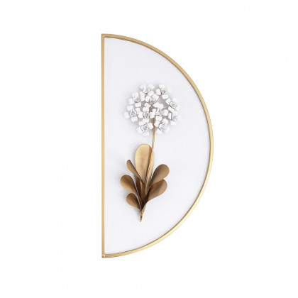 HMR 2-Pieces Glam Metal Bedroom Wall Decor Home Art with Semi-Circle Design - White & Brown