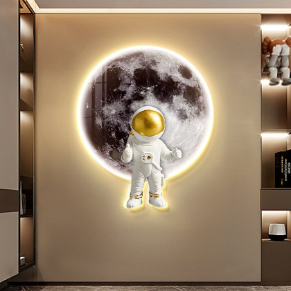 HMR - 23.6" Modern LED Acrylic Astronaut Moon Wall Decor Art Living Room Bedroom
