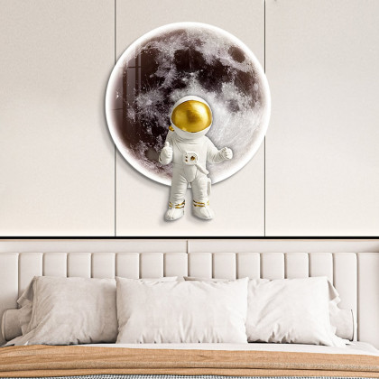 HMR - 23.6" Modern LED Acrylic Astronaut Moon Wall Decor Art Living Room Bedroom