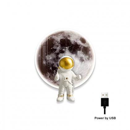HMR - 23.6" Modern LED Acrylic Astronaut Moon Wall Decor Art Living Room Bedroom