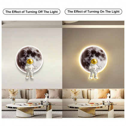 HMR - 23.6" Modern LED Acrylic Astronaut Moon Wall Decor Art Living Room Bedroom