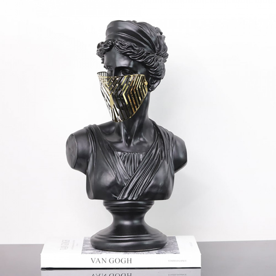 HMR - 15" Modern Black Masked Greek Goddess Ornament