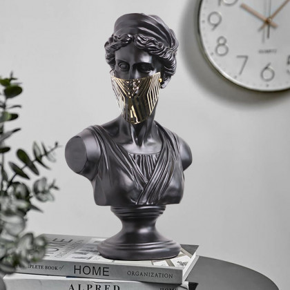 HMR - 15" Modern Black Masked Greek Goddess Ornament