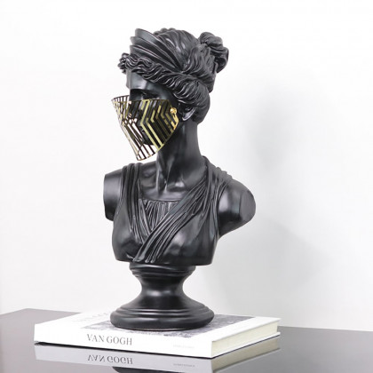 HMR - 15" Modern Black Masked Greek Goddess Ornament