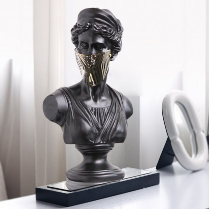 HMR - 15" Modern Black Masked Greek Goddess Ornament